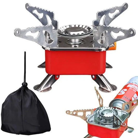 Foldable Windproof Camping Burner - Portable Outdoor Gas Stove for Backpacking, Hiking, and Picnic