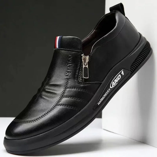Men's Casual Leather Loafers - Trendy Brand Business Shoes, Autumn Slip-On Flats, Comfortable Moccasins