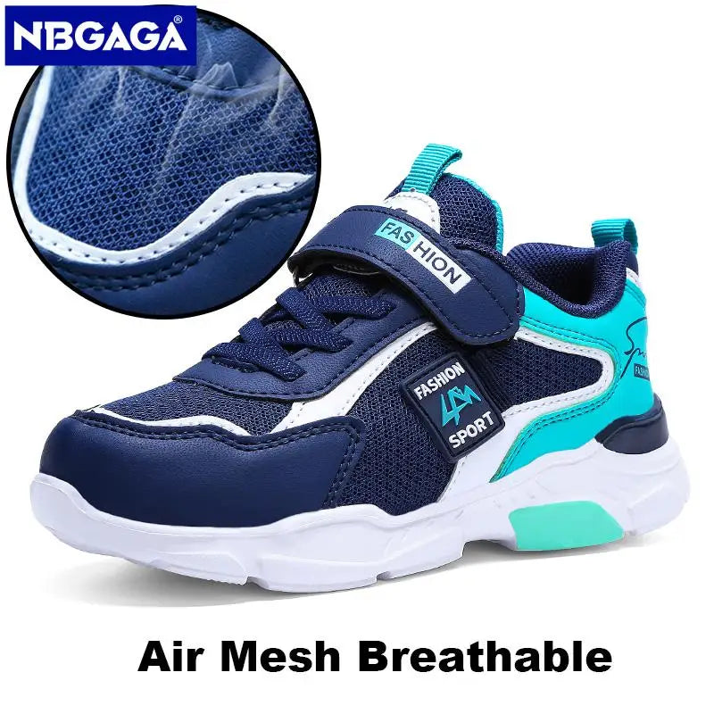Breathable Air Mesh Sneakers for Boys - Summer Casual Shoes with Hook & Loop Closure, Sizes 28-40