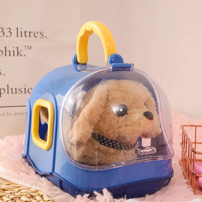 Children’s Pretend Play Pet Care Set with Simulated Electric Plush Dog, Cat, and Rabbit - Walking, Barking Educational Toys for Girls