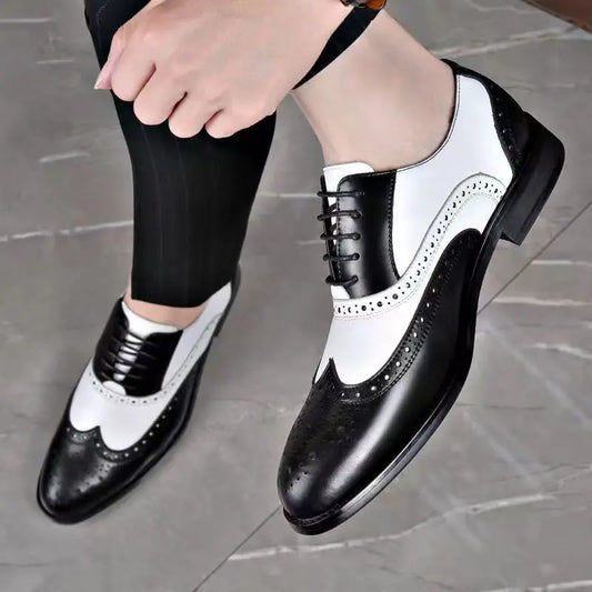 Classic Men's Dress Shoes - Lace-Up Pointed Toe Business Shoes in Plus Sizes, Comfortable Formal Wear for Weddings
