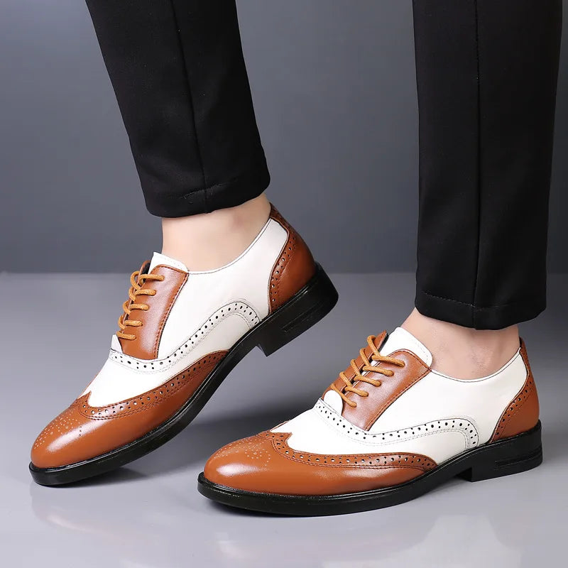 Classic Men's Dress Shoes - Lace-Up Pointed Toe Business Shoes in Plus Sizes, Comfortable Formal Wear for Weddings