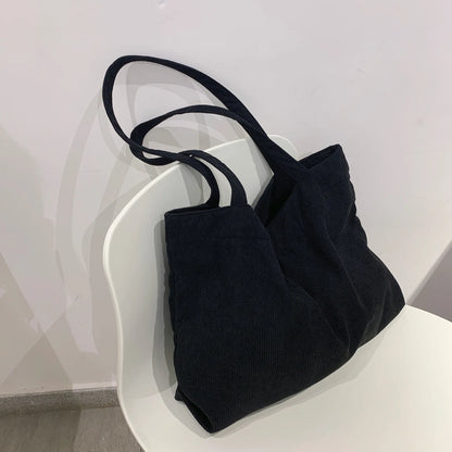 Corduroy Bag for Women Shopper Handbags Environmental Storage Reusable Canvas Shoulder Tote Bag school bags girl Christmas Gift