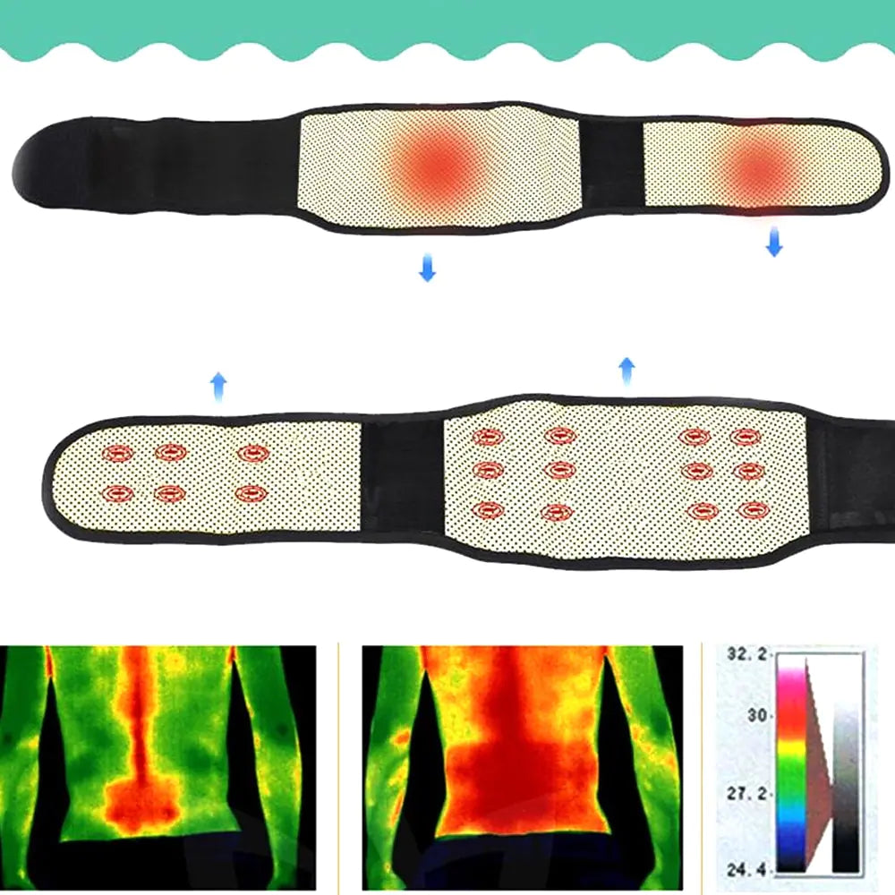 Magnetic Therapy Back Waist Support Belt - Self-Heating Massage Band for Enhanced Lumbar Support