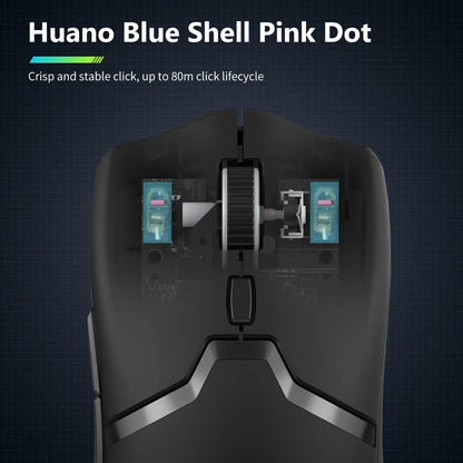 Delux M800 PRO PAW3395 Wireless Gaming Mouse - Bluetooth Tri-Mode Connection, 26000 DPI, Huano Pink Switches, Macro Mice for PC Gamers