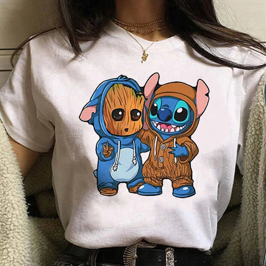 Disney Character Fashion Tees for All - Featuring Groot and Stitch