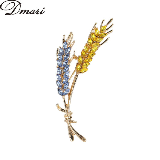 Dmari Women's Brooches - Korean Fashion Style, 3-Color Rhinestone Ear of Wheat Lapel Pins, Luxury Jewelry Accessories for Clothing
