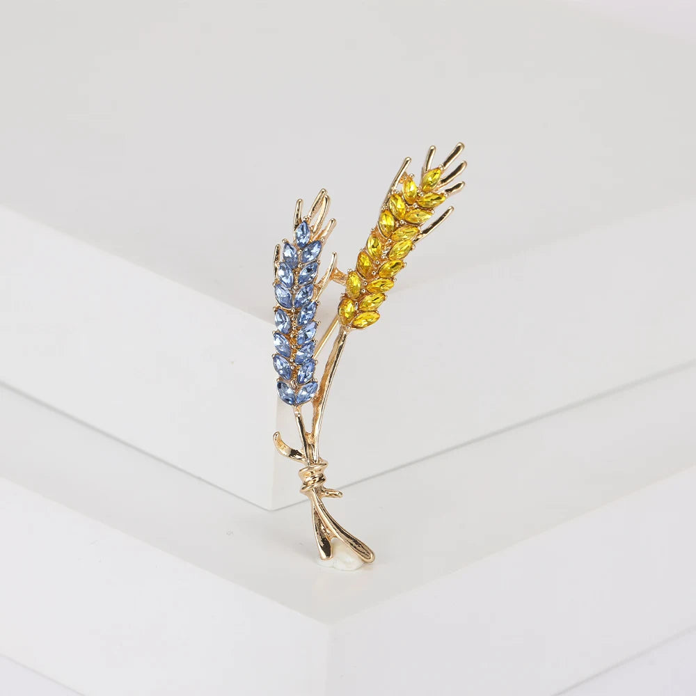 Dmari Women's Brooches - Korean Fashion Style, 3-Color Rhinestone Ear of Wheat Lapel Pins, Luxury Jewelry Accessories for Clothing