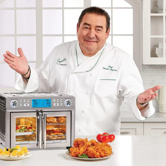 Double Zone Air Fryer Oven Combination with French Doors - 25 QT Capacity, Simultaneous Dual Food Cooking