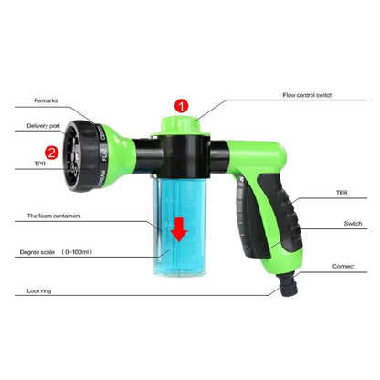 Car Foam Wash Gun - Dual Purpose, Multiple Spray Settings for Efficient Cleaning