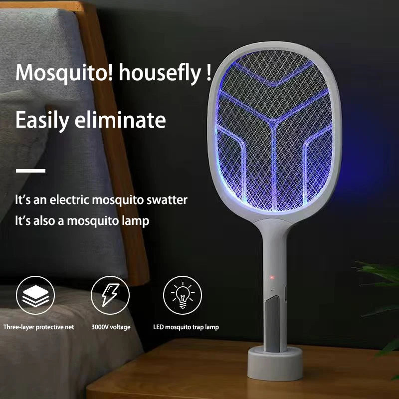 Electric Mosquito Swatter and Killing Lamp - Rechargeable Two-in-One Household Mosquito Control Device with Lithium Battery