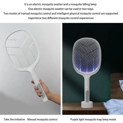 Electric Mosquito Swatter and Killing Lamp - Rechargeable Two-in-One Household Mosquito Control Device with Lithium Battery