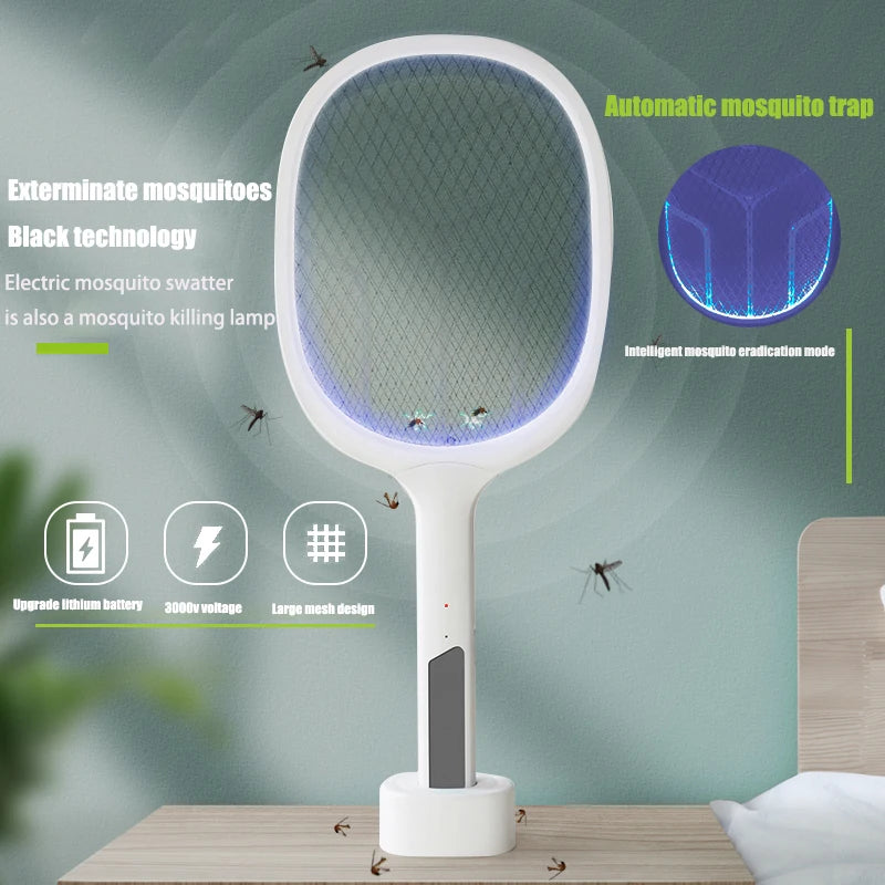 Electric Mosquito Swatter and Killing Lamp - Rechargeable Two-in-One Household Mosquito Control Device with Lithium Battery