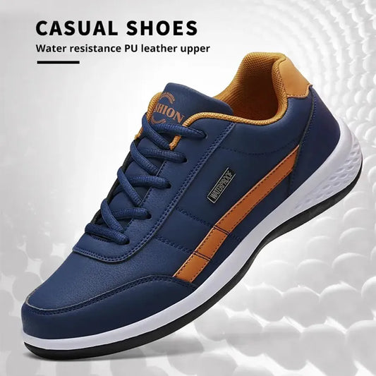 Men's Fashion Casual Shoes - Lightweight Outdoor Tennis Sneakers with Comfortable Lace-Up PU Design, Note: Sizes Run Smaller
