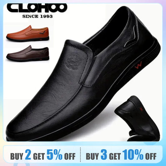Men's Fashion Handmade Slip-On Loafers - Genuine Leather Casual Shoes, Comfortable and Breathable
