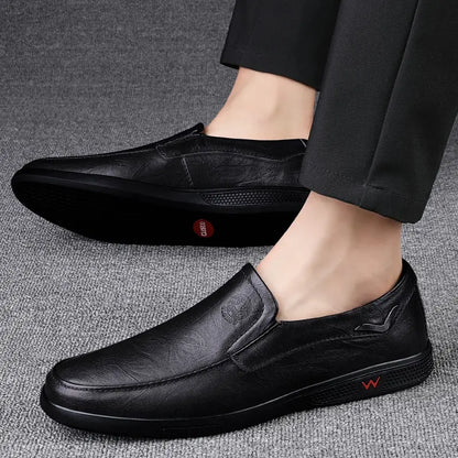 Men's Fashion Handmade Slip-On Loafers - Genuine Leather Casual Shoes, Comfortable and Breathable