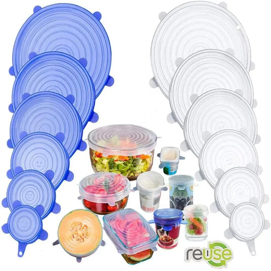 Food Silicone Covers - Sealable Elastic Bowl Lids for Fresh-Keeping, Kitchen Storage and Organization, Suitable for Cans and Bowls