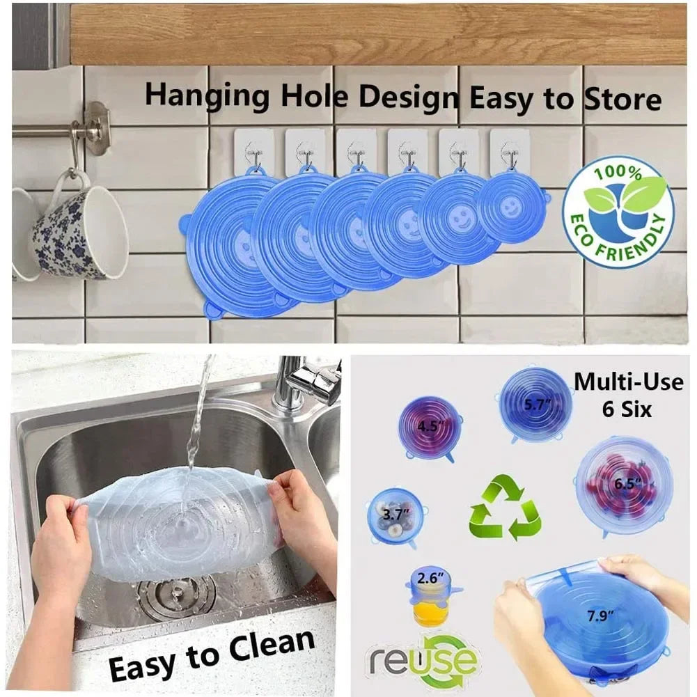 Food Silicone Covers - Sealable Elastic Bowl Lids for Fresh-Keeping, Kitchen Storage and Organization, Suitable for Cans and Bowls