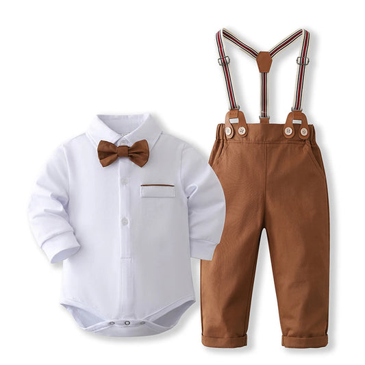 Elegant Gentleman Clothing Set for Babies - Solid Romper Suit