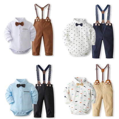 Elegant Gentleman Clothing Set for Babies - Solid Romper Suit
