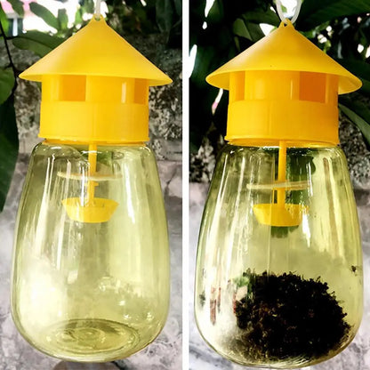 Fruit Fly Trap Killer - Yellow Plastic Drosophila Trap, Reusable Anti-Fly Catcher for Orchards and Home Use