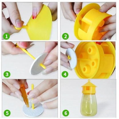 Fruit Fly Trap Killer - Yellow Plastic Drosophila Trap, Reusable Anti-Fly Catcher for Orchards and Home Use