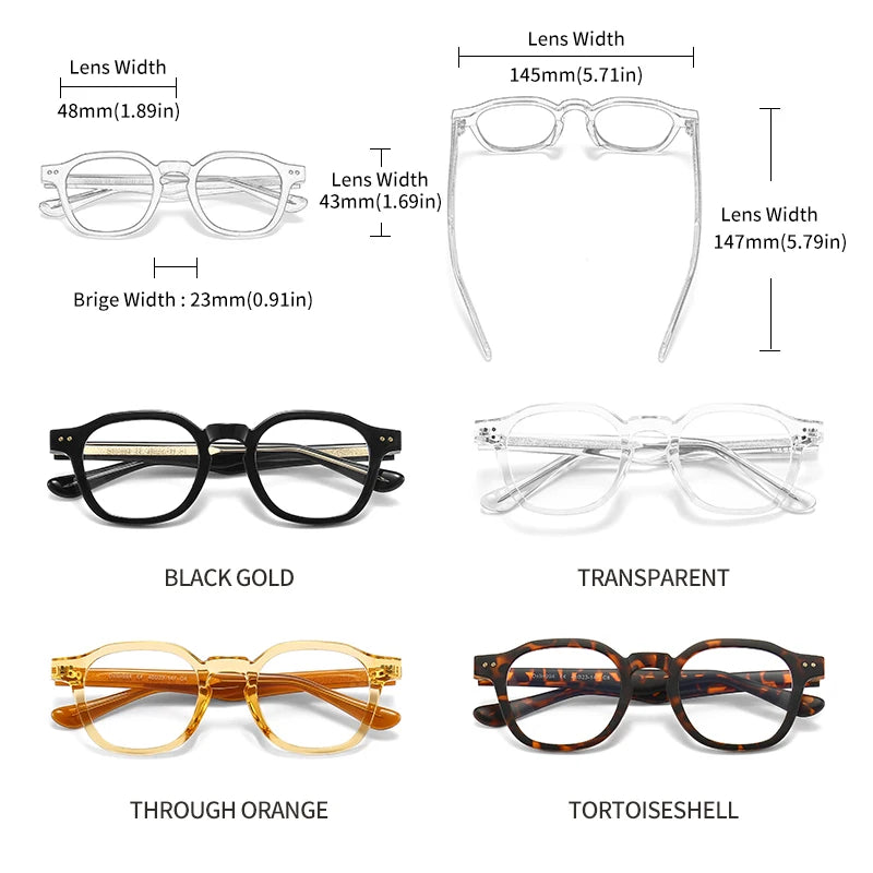 GCV Acetate Johnny Depp Style Blue Light Blocking Glasses - Round Transparent Eyeglass Frames for Men and Women, Computer Goggles
