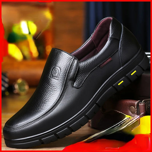 2024 Genuine Leather Handmade Casual Shoes for Men - Flat Platform Walking Loafers, Breathable Outdoor Sneakers