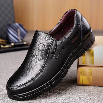 2024 Genuine Leather Handmade Casual Shoes for Men - Flat Platform Walking Loafers, Breathable Outdoor Sneakers