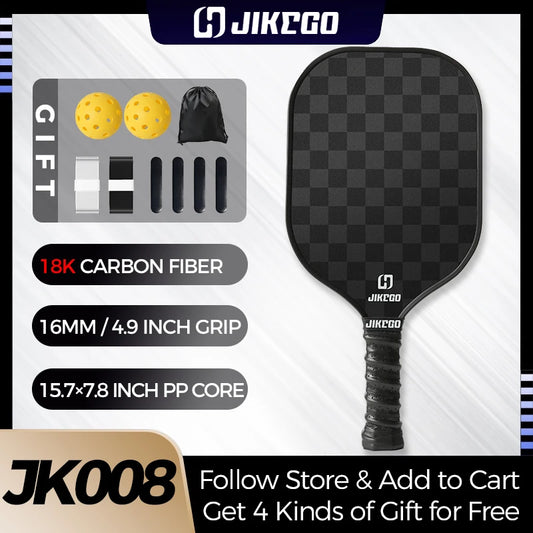 JIKEGO 18K Carbon Fiber Pickleball Paddle - 16mm Professional Racket for Men, Women, and Children