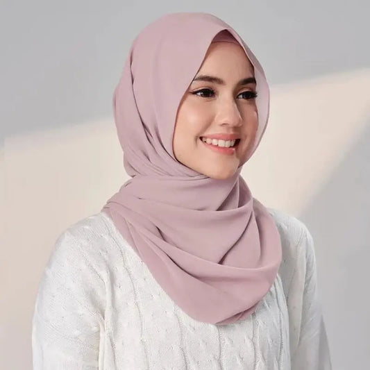 Effortless Elegance: Chiffon Hijab with Integrated Cap