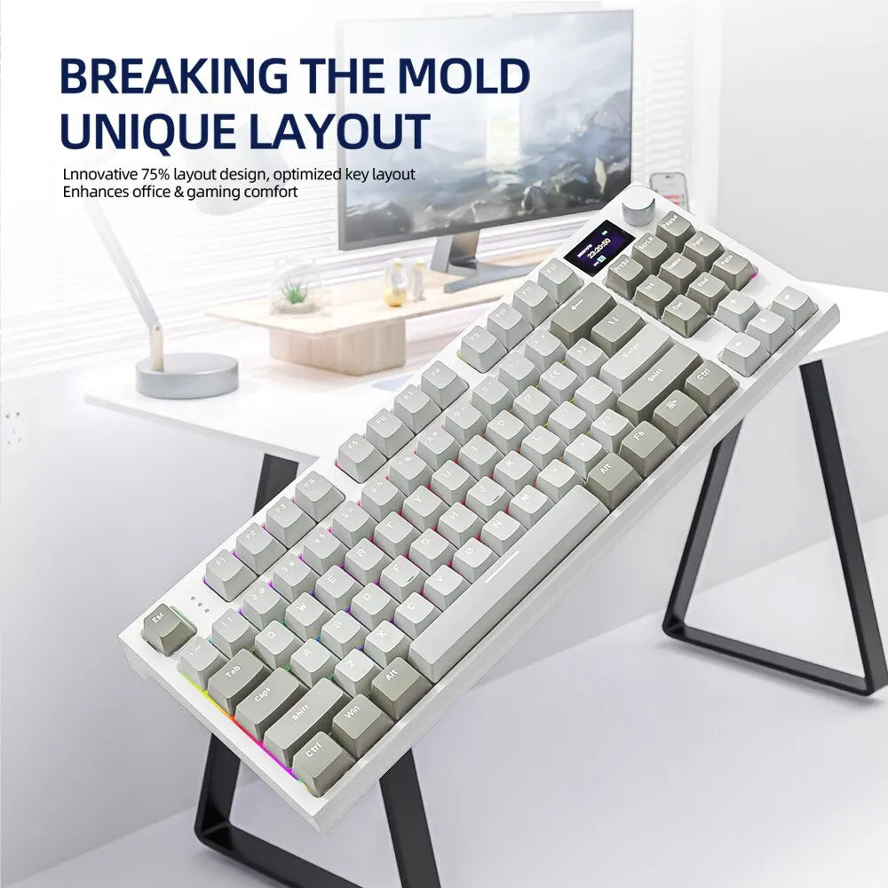 K86 Wireless Hot-Swappable Mechanical Keyboard - Bluetooth/2.4G, with Display Screen and Volume Rotary Button for Gaming and Work