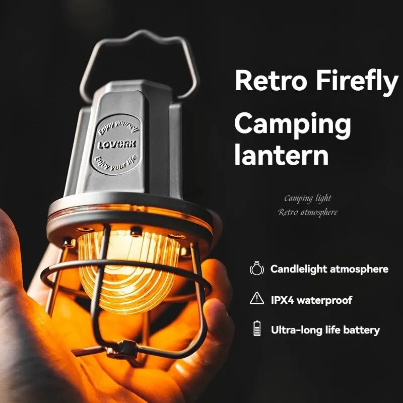 LED Camping Lantern - Waterproof Portable Outdoor Tent Bulb, 1300-2700K Warm Light for Travel and Adventure