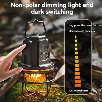 LED Camping Lantern - Waterproof Portable Outdoor Tent Bulb, 1300-2700K Warm Light for Travel and Adventure