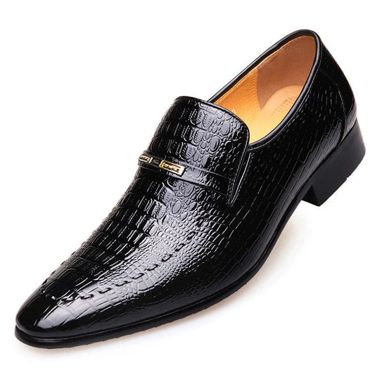 Men's PU Leather Shoes with Luxury Crocodile Pattern - Business Dress Shoes for Casual and Social Occasions, Wedding Footwear