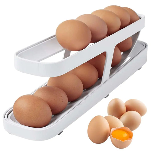 Innovative Rolling Egg Holder for Fridge Storage