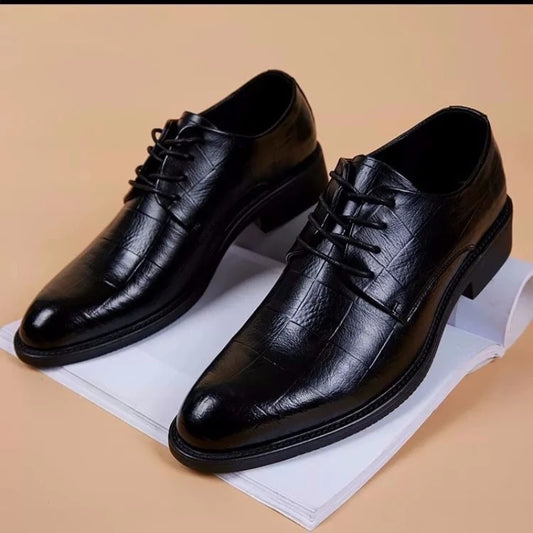 Men's Wedding Leather Dress Shoes - Spring 2024 New Arrivals, Pointed Toe Casual Business Shoes with British Style and Inner Heightening