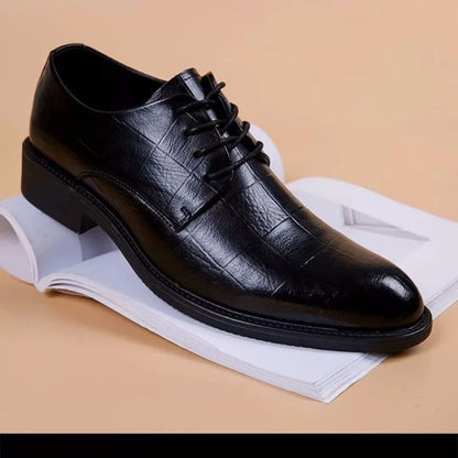 Men's Wedding Leather Dress Shoes - Spring 2024 New Arrivals, Pointed Toe Casual Business Shoes with British Style and Inner Heightening
