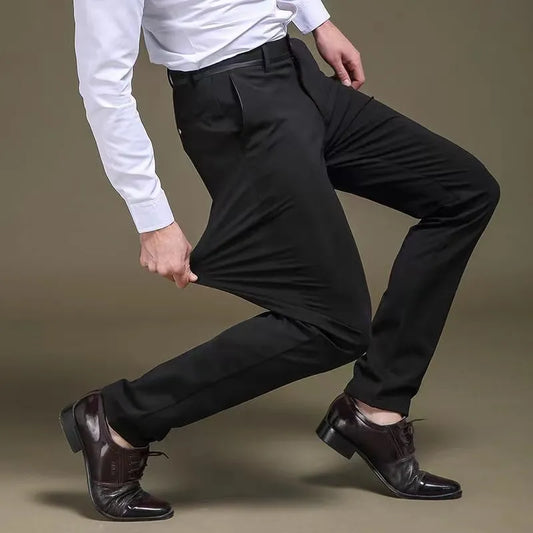Men's Spring Autumn Fashion Business Casual Long Pants - Suit Pants, Male Elastic Straight Formal Trousers, Plus Big Size