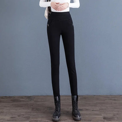 New Fall/Winter 2024 Skinny Tall Denim Pencil Pants - High-Waisted with Zipper Fly and Stylish