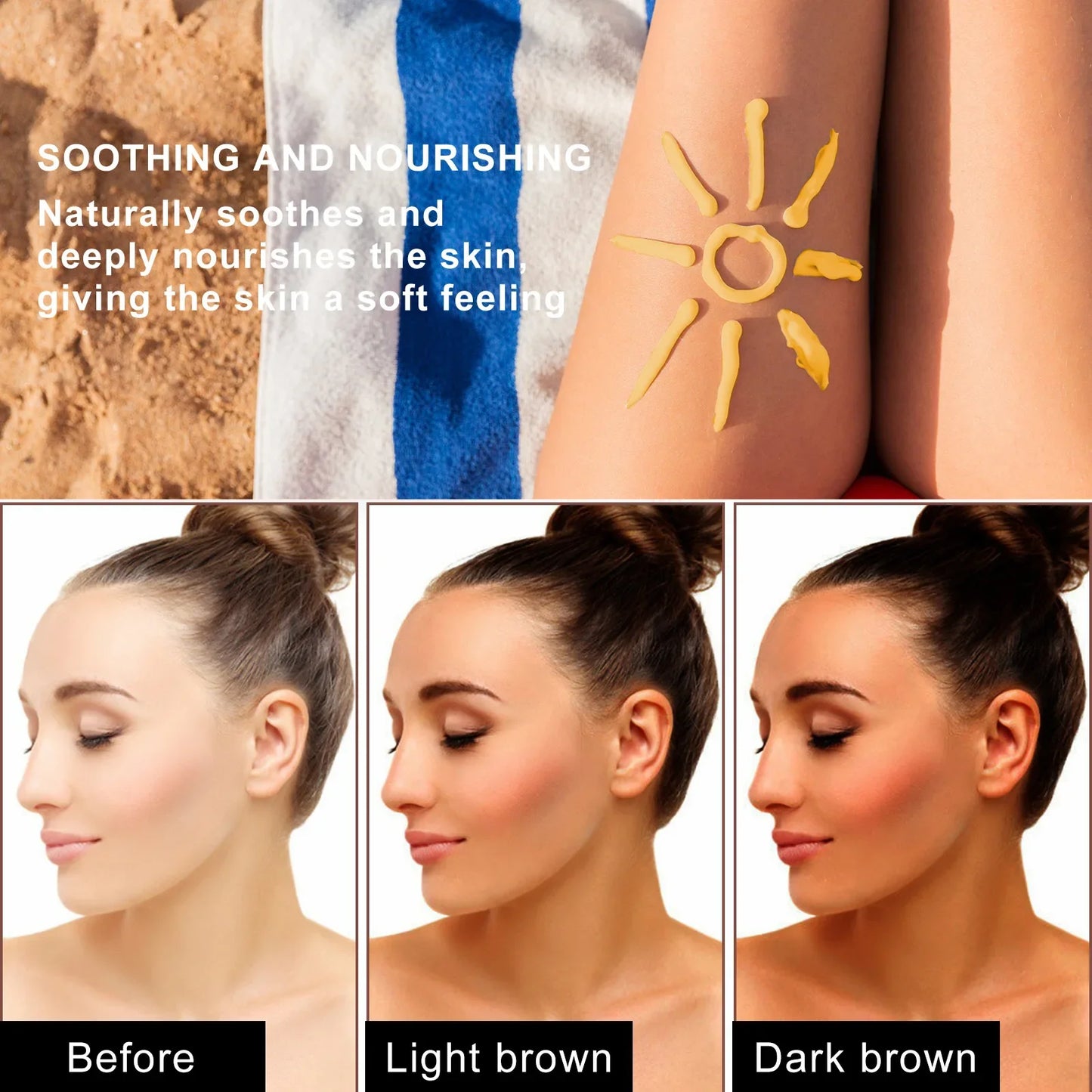 Premium Natural Tan Accelerator Cream - Shiny Brown Sunbed Aloe Lotion Gel, 100ml
