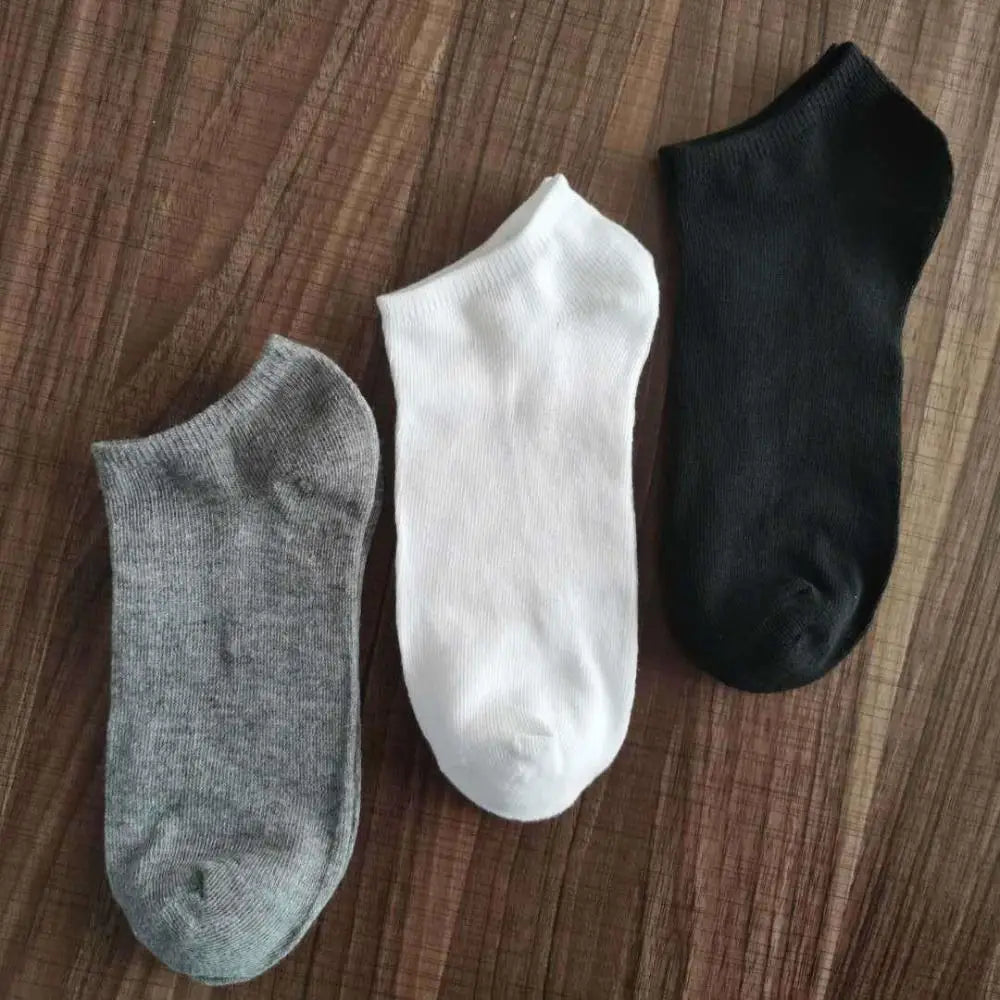 Men's Summer Boat Socks in Black, White, and Grey - Soft Polyester Business Stockings
