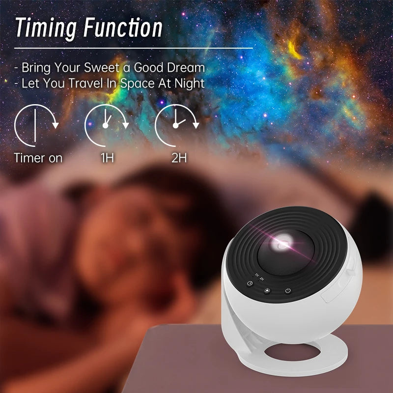 Galaxy Night Light Projector - 360° Rotating Starry Sky Planetarium Lamp for Kids' Bedroom, Ideal for Valentine's Day, Weddings, and Decor