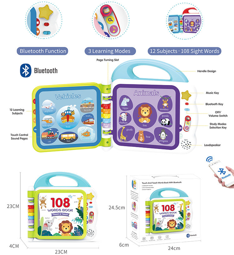 108 Words Bluetooth English Reader - Enlightenment Book Baby Toy, Early Education Machine