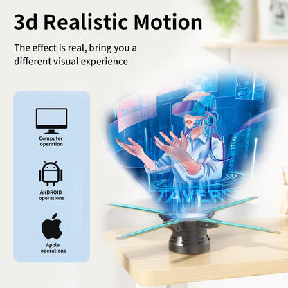 60cm Naked-Eye 3D Holographic Advertising Player - WiFi Projector, Rotating LED Fan Screen