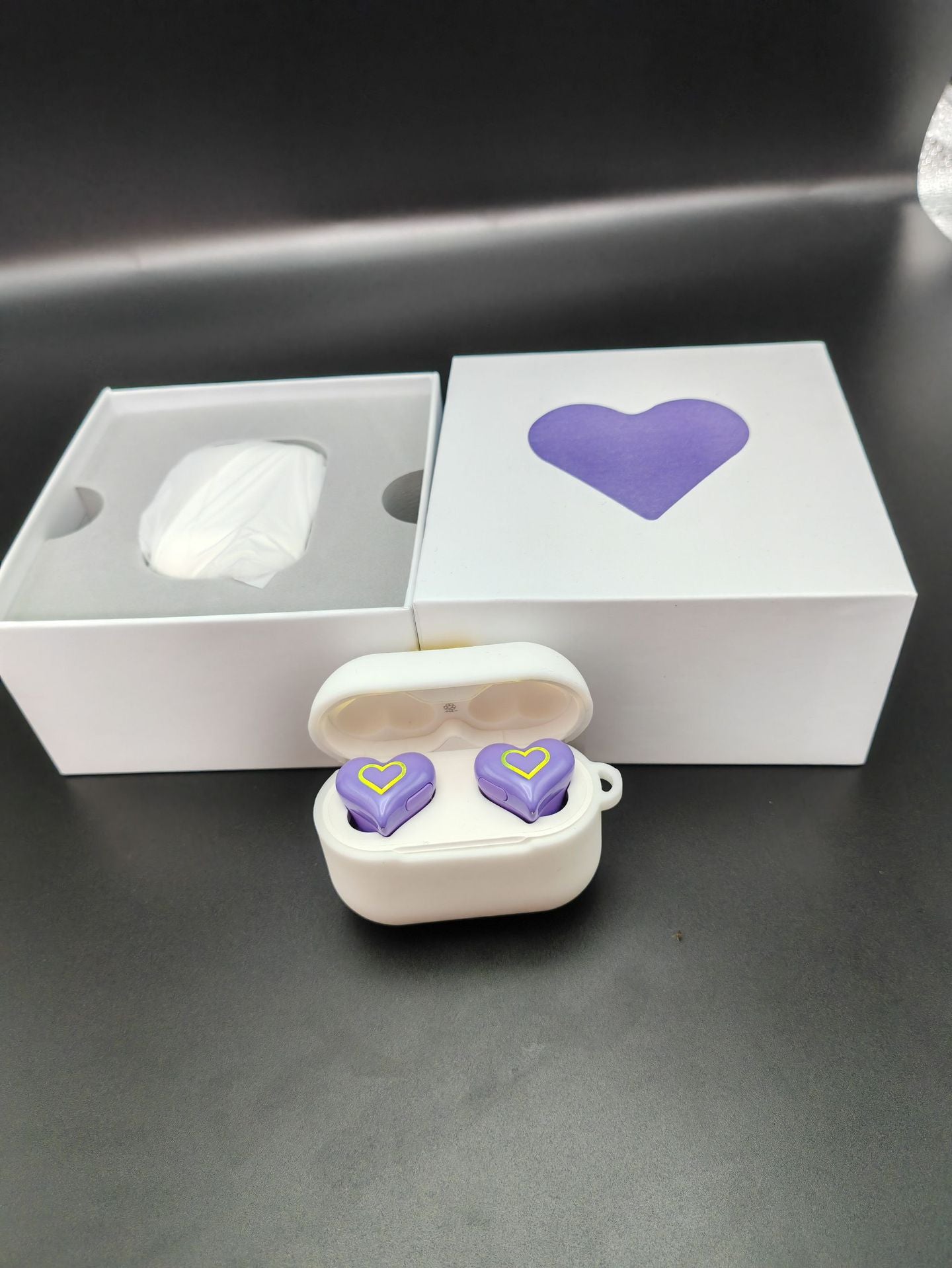 "HeartBuds Love Earphones - Heart-Shaped Wireless Bluetooth Headphones with Colored Lights"