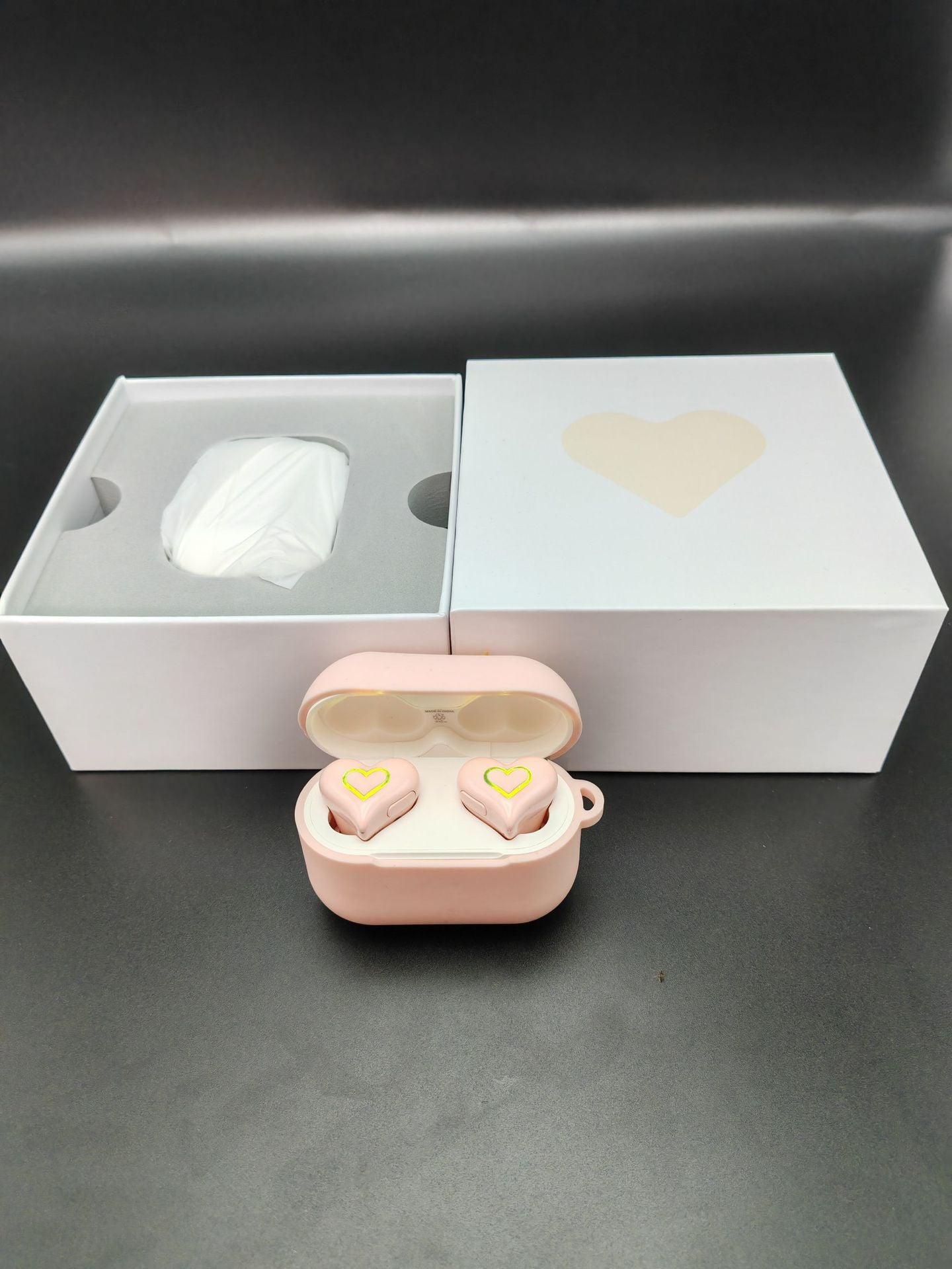 "HeartBuds Love Earphones - Heart-Shaped Wireless Bluetooth Headphones with Colored Lights"