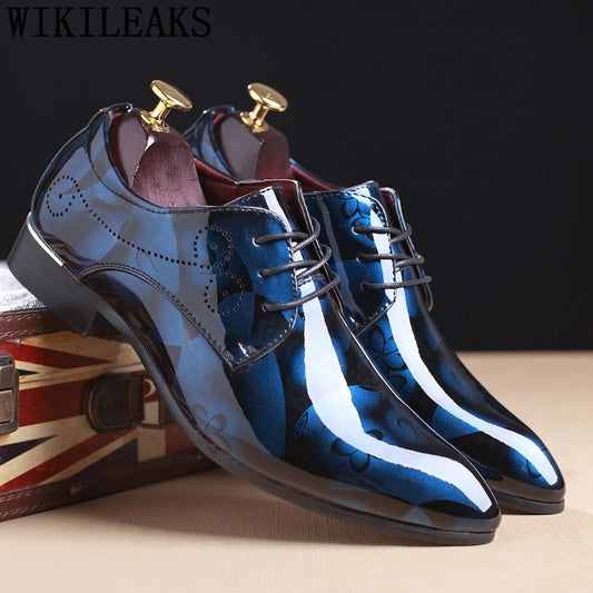 Luxury Men's Dress Shoes with Floral Pattern - Leather Oxford Shoes for Weddings and Formal Events, Sizes 37-50