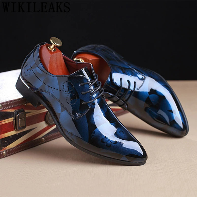 Luxury Men's Dress Shoes with Floral Pattern - Leather Oxford Shoes for Weddings and Formal Events, Sizes 37-50