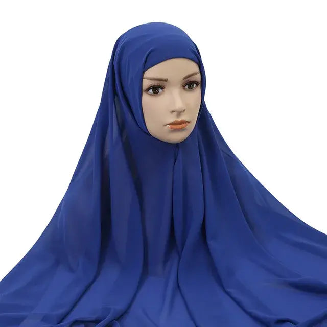 Effortless Elegance: Chiffon Hijab with Integrated Cap